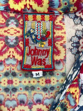 Johnny Was Multi-Color Floral Patchwork Button-Down Shirt Size M